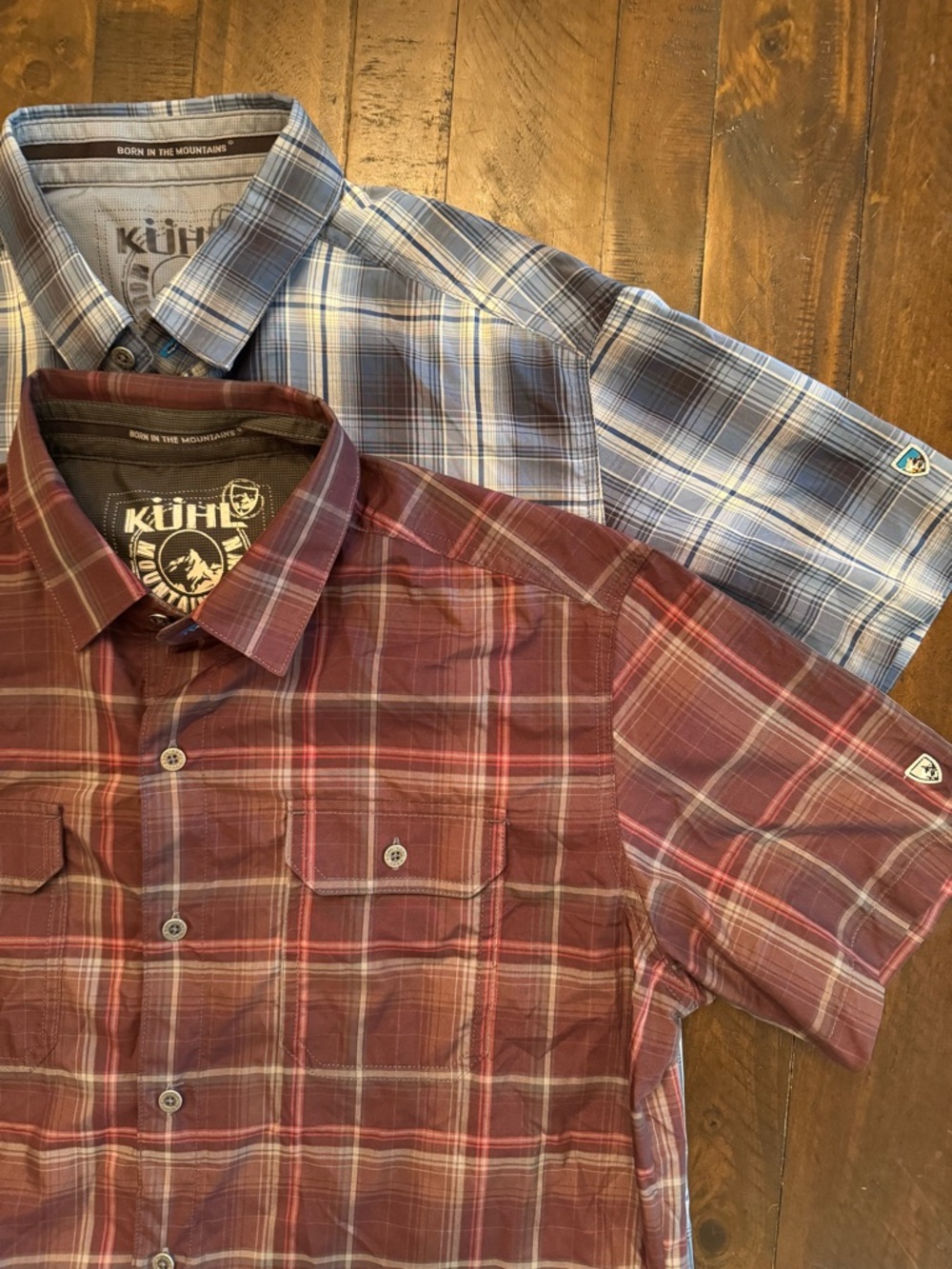 Kuhl Mens Response Button Down Plaid Shirts Set of 2 Sz S Short‎ Sleeve Outdoors